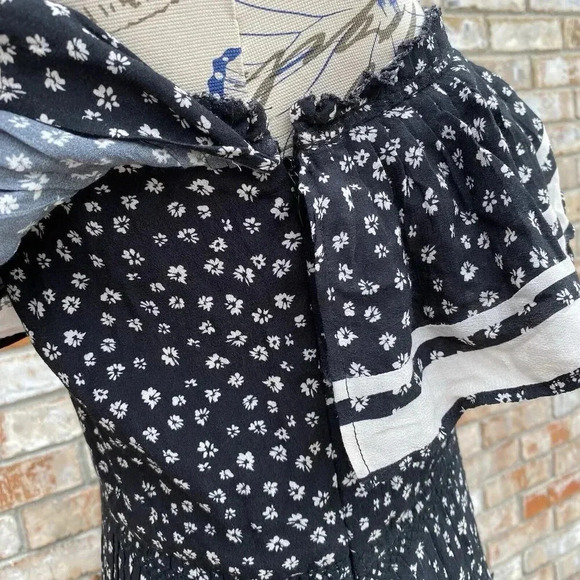 Love Sam Floral One Shoulder Ruffle Tiered Mini Dress Medium Fairygoth Gypsy - Picture 5 of 16